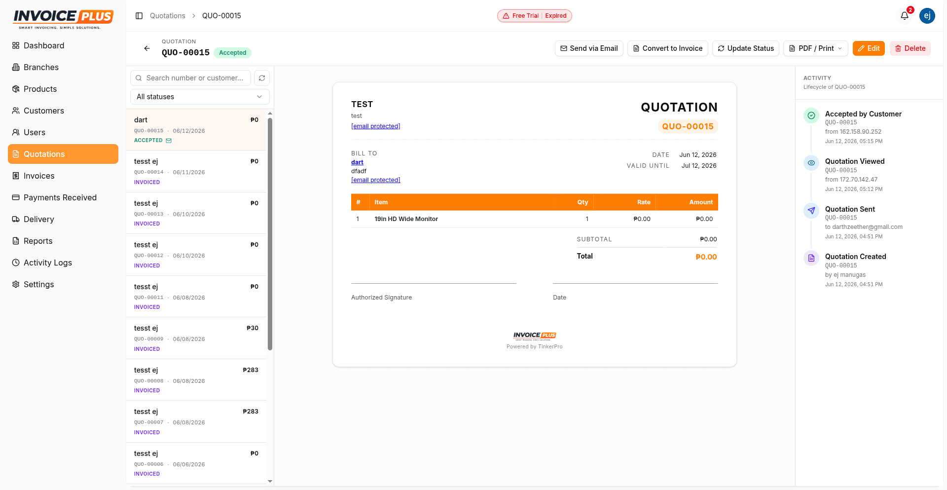 Invoice Plus — Convert it
